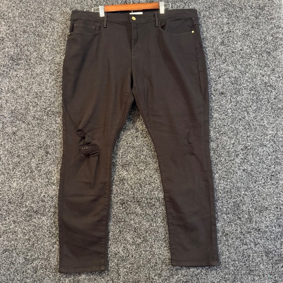 Frame Denim Denim - NWT FRAME Le Garçon Mid Rise Straight Fit Black Distressed Jeans Size 34